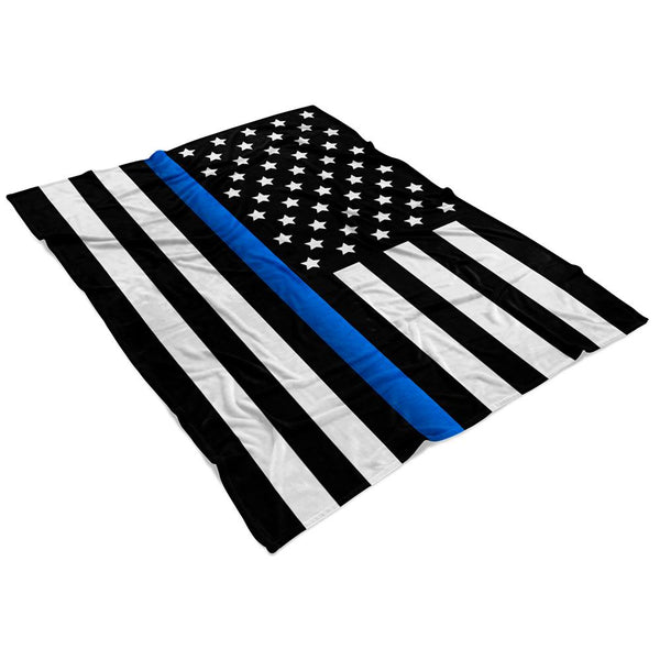 Thin Blue Line Flag Fleece Blanket - Heroic Defender