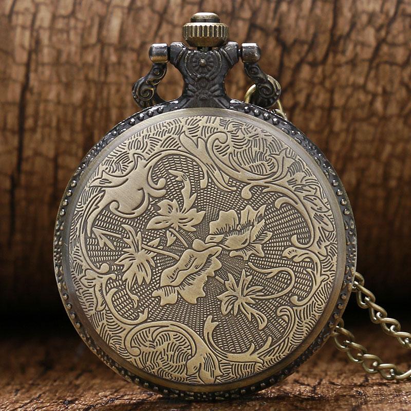 Bronze POLICE Display Quartz Pocket Watch with Sweater Chain Gifts for Men  Women